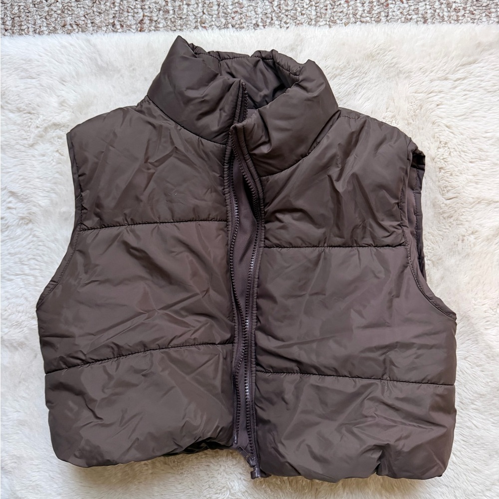 SHEIN Brown Quilted Puffer Vest